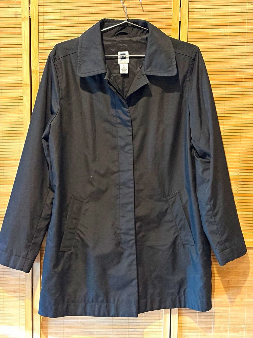 Gap Trench coat Jacket L Black Button Front Y2K 90’s
